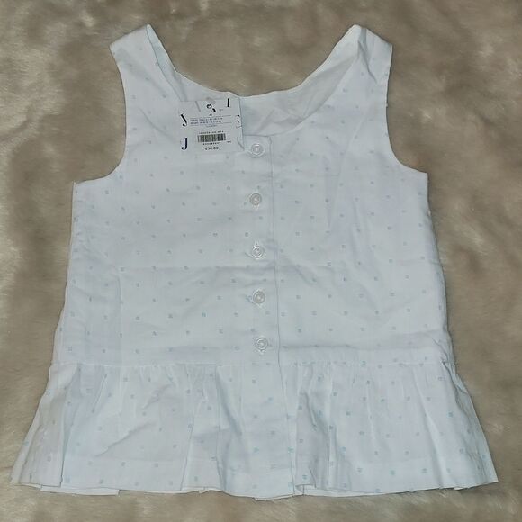 JANIE AND JACK WHITE WITH LIGHT BLUE POLKA DOTS SLEEVELESS TOP, SIZE 4 - NEW! - Picture 9 of 11